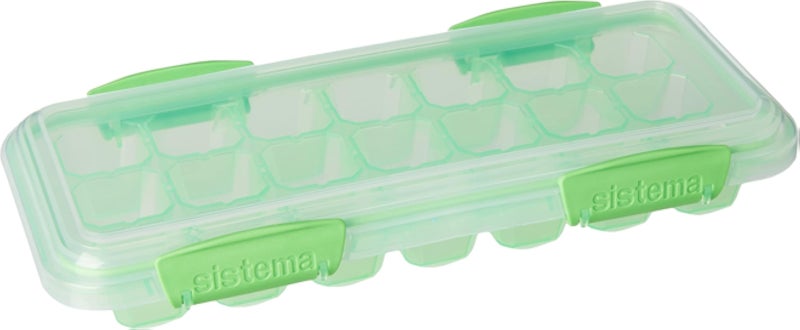 صينية مكعبات الثلج سيستيما كليب مع غطاء مزخرف، 21 مكعبًا، متعددة الألوان